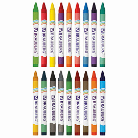 Восковые мелки BRAUBERG, НАБОР 18 цветов, 222963