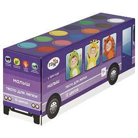 Тесто для лепки Гамма "Малыш. Автобус" 12 цветов, 720г, картон. упаковка фото Тесто для лепки Гамма "Малыш. Автобус" 12 цветов, 720г, картон. упаковка