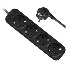 Удлинитель Defender M450, 4 розетки, с заземлением, 5м, черный фото Удлинитель Defender M450, 4 розетки, с заземлением, 5м, черный