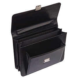 Портфель OfficeSpace "Irida", кожзам, черный, 2 отделения, метал. замок фото Портфель OfficeSpace "Irida", кожзам, черный, 2 отделения, метал. замок