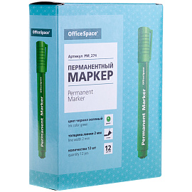 Маркер перманентный OfficeSpace "8004" зеленый, пулевидный, 2мм