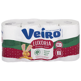 Бумага туалетная Veiro Luxoria 3-слойная белая (8 рулонов в упаковке)