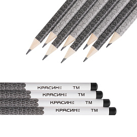 Карандаш ч/г Красин "Черное и белое" ТМ (НВ), кругл., заточен., ассорти.