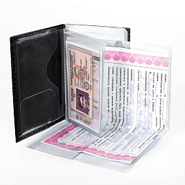 Обложка для автодокументов натуральная кожа кайман, без тиснения, черная, BRAUBERG, 238189