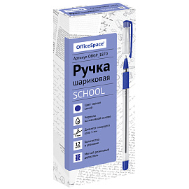 Ручка шариковая OfficeSpace "School" синяя, 1,0мм, грип, на масляной основе