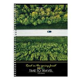 Тетрадь А4, 120 л., BRAUBERG гребень, клетка, обложка картон, "Seasons", 404071