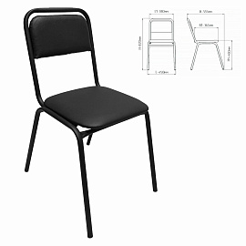 Стул для посетителей РС42, черный каркас, кожзам черный фото Стул для посетителей РС42, черный каркас, кожзам черный