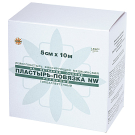 Пластырь-повязка фиксирующая Leiko Plaster 5x1000 см нетканевая основа