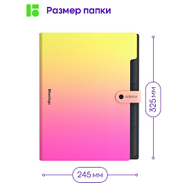 Папка 5 отделений Berlingo "Radiance", А4, 600мкм, на кнопке, желтый/розовый градиент