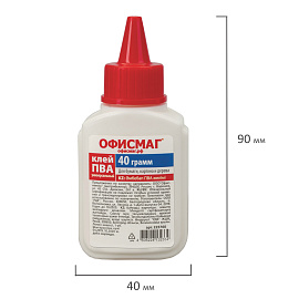 Клей ПВА ОФИСМАГ (бумага, картон, дерево), 45 г, РОССИЯ, 225760