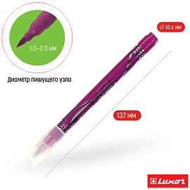 Фломастеры с кистевым пишущим узлом Luxor "Color Brush", 12цв., смываемые, картон, европодвес