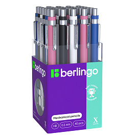 Карандаш механический Berlingo "X" 0,5мм, с ластиком, ассорти