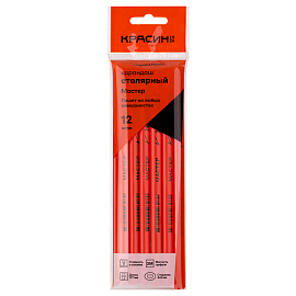 Карандаш столярный Красин "Мастер", овального сечения 2М(2B), заточен., пакет, европодвес