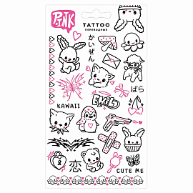 Наклейки-тату переводные АССОРТИ, Ч/Б, 11х20 см, PY