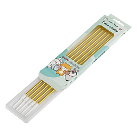Свечи для торта с держателями MESHU "Straight gold", 14см, 10шт