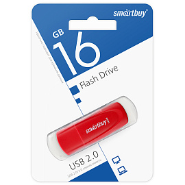 Флеш-диск 16 GB SMARTBUY Scout USB 2.0, красный, SB016GB2SCR