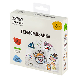 Термомозаика ТРИ СОВЫ "Котик", набор инструментов и аксессуаров, трафареты, картонная коробка