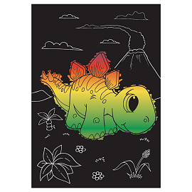 Гравюра Мульти-Пульти "Динозавры", А5, градиентная основа, пакет с европодвесом