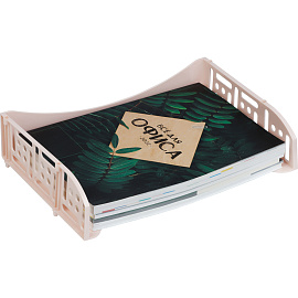 Лоток для бумаг горизонтальный СТАММ "Field", широкая загрузка, розовый фото Лоток для бумаг горизонтальный СТАММ "Field", широкая загрузка, розовый