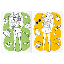 Раскраска с цв. фоном А4, 16 стр., ТРИ СОВЫ "Аниме. Модный показ