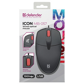 Мышь Defender Icon MB-057, бесшумная, USB, черный, 3btn+Roll фото Мышь Defender Icon MB-057, бесшумная, USB, черный, 3btn+Roll