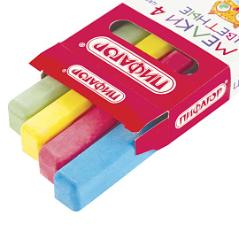 Мел цветной квадратный 4 штуки, ПИФАГОР, картонная упаковка, европодвес, 221977 фото Мел цветной квадратный 4 штуки, ПИФАГОР, картонная упаковка, европодвес, 221977