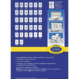 Этикетки самоклеящиеся Europe (ELA027) А4 210х297 мм 1 штука на листе белые (100 листов в упаковке)