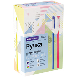 Ручка шариковая OfficeSpace "Funfair neon" синяя, 0,6мм, на масляной основе, штрих-код