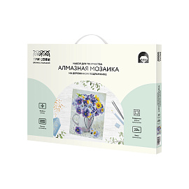 Алмазная мозаика ТРИ СОВЫ "Анютины глазки", 30*40см, холст на деревянном подрамнике, картонная коробка с пластиковой ручкой