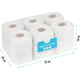 Бумага туалетная Vega Professional, 1-сл., 200м/рул., цвет натуральный фото Бумага туалетная Vega Professional, 1-сл., 200м/рул., цвет натуральный