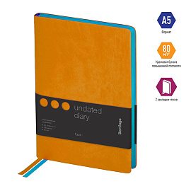 Ежедневник недатированный, А5, 136л., кожзам, Berlingo "Fuze", цветной срез, оранжевый