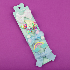 Заколки для волос MESHU, с топпером, синие, 5шт., 3,5см, европодвес фото Заколки для волос MESHU, с топпером, синие, 5шт., 3,5см, европодвес