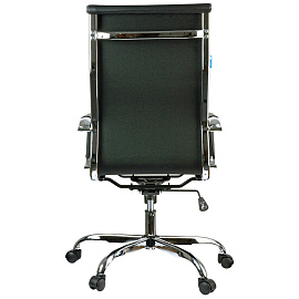 Кресло руководителя Helmi HL-E17 "Slim", экокожа черная, хром