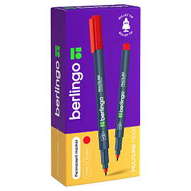 Маркер перманентный Berlingo "Multiline PE100" красный, пулевидный, 1мм фото Маркер перманентный Berlingo "Multiline PE100" красный, пулевидный, 1мм