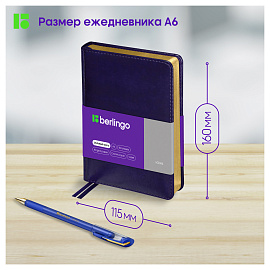 Ежедневник недатированный, А6, 160л., кожзам, Berlingo "xGold", зол. срез, фиолетовый