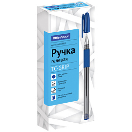 Ручка гелевая OfficeSpace "TC-Grip" синяя, 0,5мм, грип фото Ручка гелевая OfficeSpace "TC-Grip" синяя, 0,5мм, грип