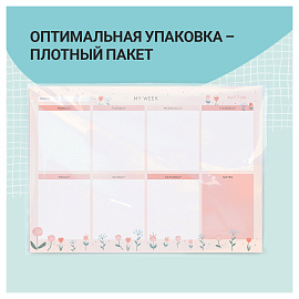 Магнитный планер на неделю MESHU А4, "Flowers", с маркером