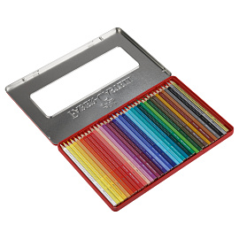 Карандаши цветные Faber-Castell "Grip", 36цв., трехгран., заточен., метал. упак. фото Карандаши цветные Faber-Castell "Grip", 36цв., трехгран., заточен., метал. упак.