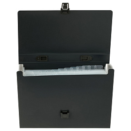 Папка-портфель 13 отделений OfficeSpace А4, 700мкм, на замке, пластик, черный