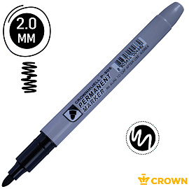 Маркер перманентный Crown Multi Marker Slim черный (толщина линии 2 мм) круглый наконечник