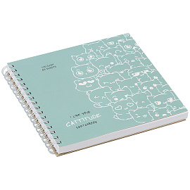 Скетчбук 60л., 150*150 MESHU "Cat wave", на гребне, выб. лак, soft-touch, 120г/м2