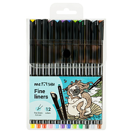 Набор капиллярных ручек MESHU 12цв., 0,4мм, европодвес фото Набор капиллярных ручек MESHU 12цв., 0,4мм, европодвес