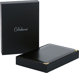 Ежедневник недатированный, А5, 160л., кожа, Delucci, гладкая кожа, золот. срез, черный