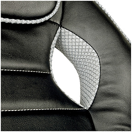 Кресло игровое Helmi HL-S03 "Drift", экокожа черная, вставка ткань серая фото Кресло игровое Helmi HL-S03 "Drift", экокожа черная, вставка ткань серая