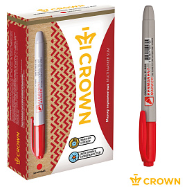 Маркер перманентный Crown "Multi Marker Slim" красный, пулевидный, 2мм фото Маркер перманентный Crown "Multi Marker Slim" красный, пулевидный, 2мм