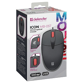Мышь Defender Icon MB-057, бесшумная, USB, черный, 3btn+Roll фото Мышь Defender Icon MB-057, бесшумная, USB, черный, 3btn+Roll