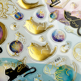 Наклейки гелевые MESHU "Moon cat", 10*23 см, с блестками, пакет европодвес фото Наклейки гелевые MESHU "Moon cat", 10*23 см, с блестками, пакет европодвес