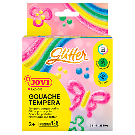Гуашь JOVI, 06 цветов, с кистью, с блестками, картонная коробка