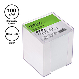 Блок для записей СТАММ "Престиж", 9*9*9см, пластиковый бокс, белый фото Блок для записей СТАММ "Престиж", 9*9*9см, пластиковый бокс, белый