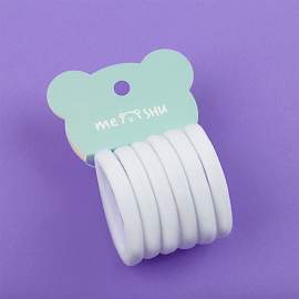 Резинки для волос MESHU "Essence", белые, 6шт., диаметр 4см, европодвес фото Резинки для волос MESHU "Essence", белые, 6шт., диаметр 4см, европодвес